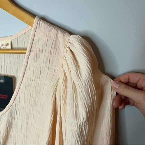 Levi’s Fawn Tie Ruched Stripe Sunny Cream White Blouse Size XLarge NWT - Picture 9 of 16